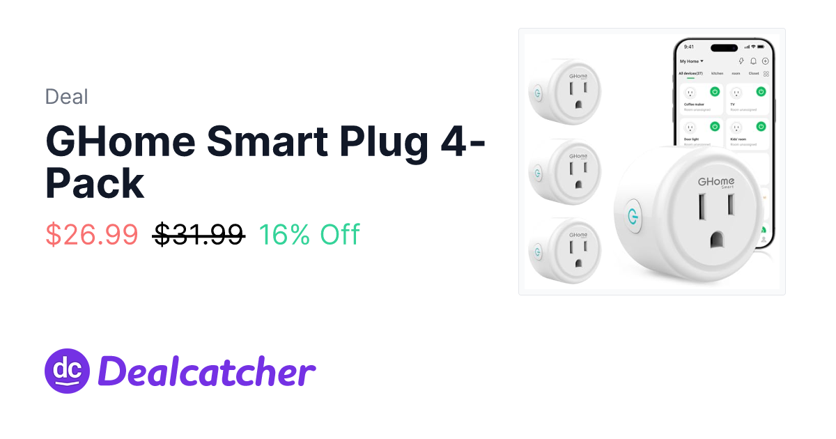 Amazon - GHome Smart Plug 4-Pack $26.99