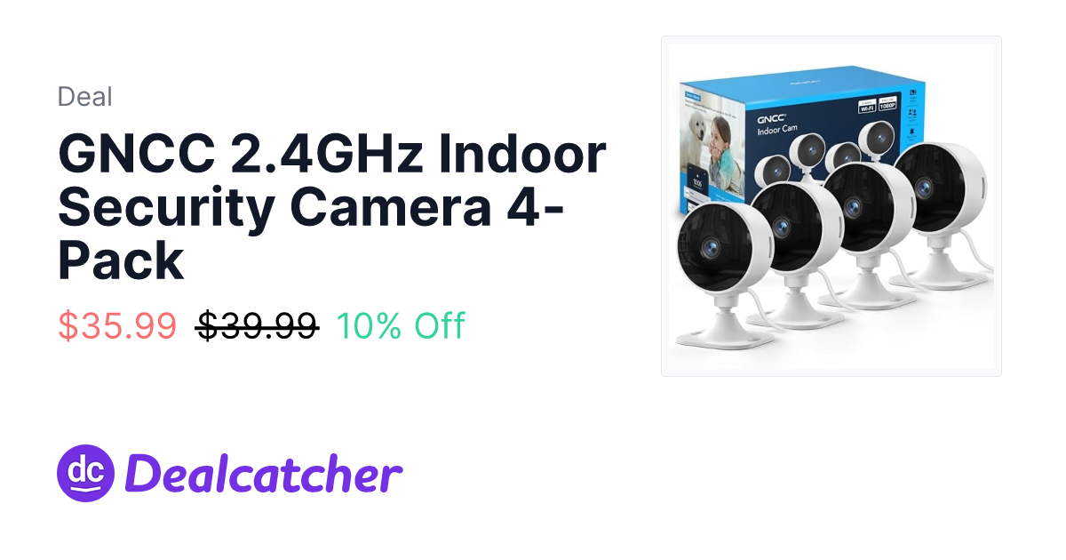 Amazon - GNCC 2.4GHz Indoor Security Camera 4-Pack $35.99
