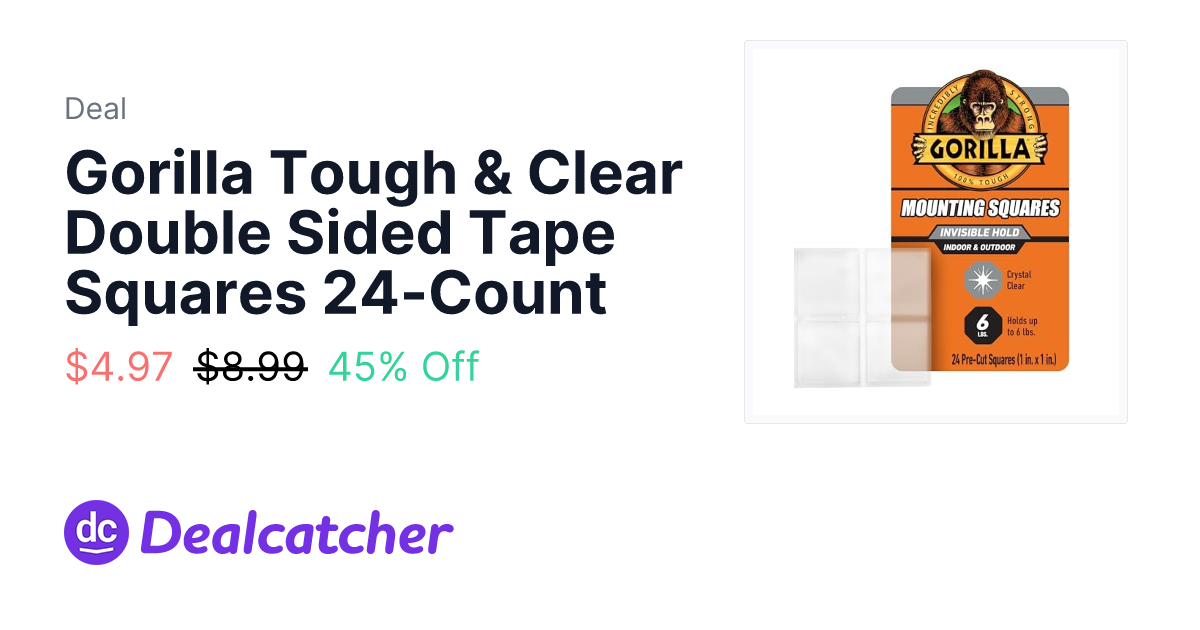 Amazon - Gorilla Tough & Clear Double Sided Tape Squares 24-Count $4.97