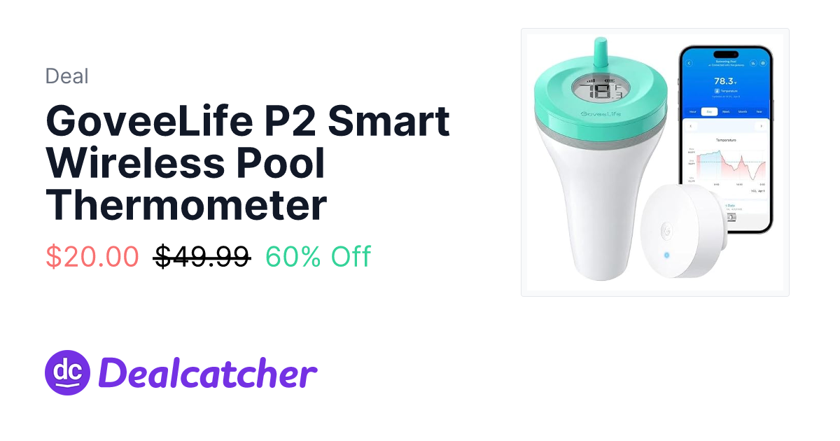 Amazon - GoveeLife P2 Smart Wireless Pool Thermometer $20.00