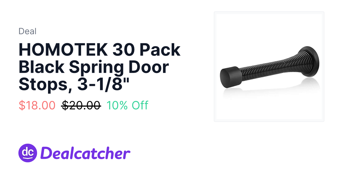 Amazon - HOMOTEK 30 Pack Black Spring Door Stops, 3-1/8" $18.00