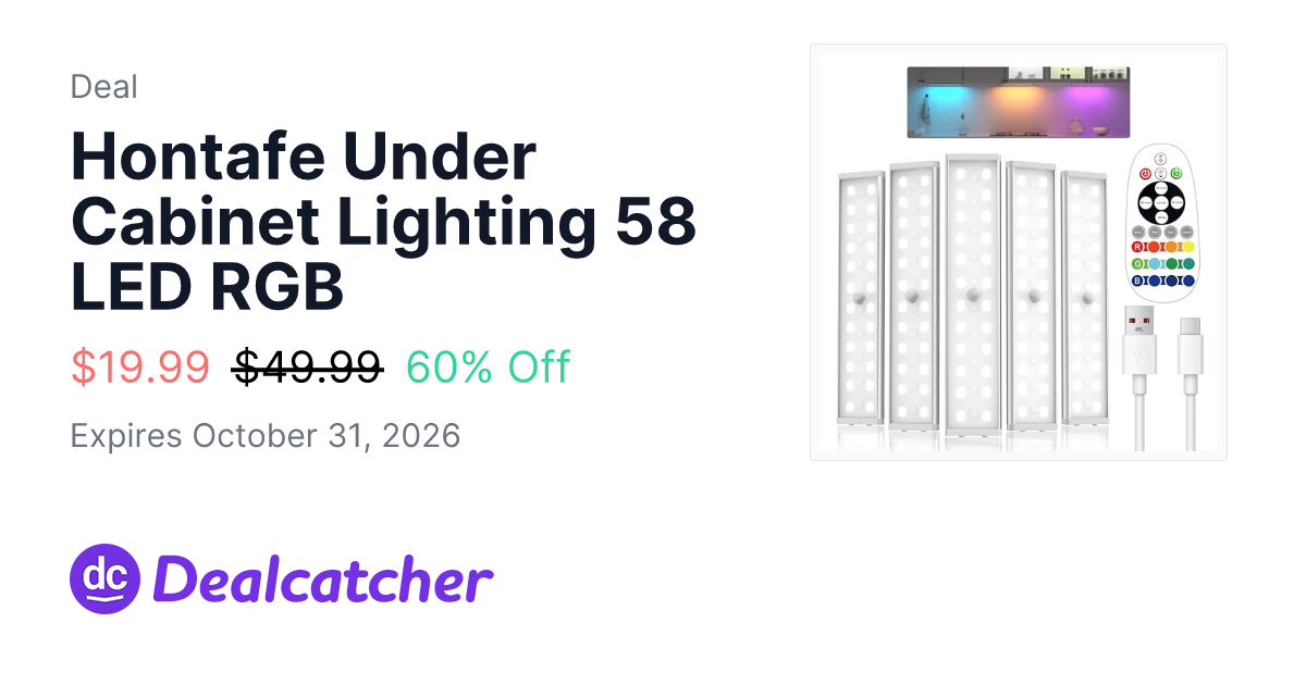 Amazon - Hontafe Under Cabinet Lighting 58 LED RGB $19.99