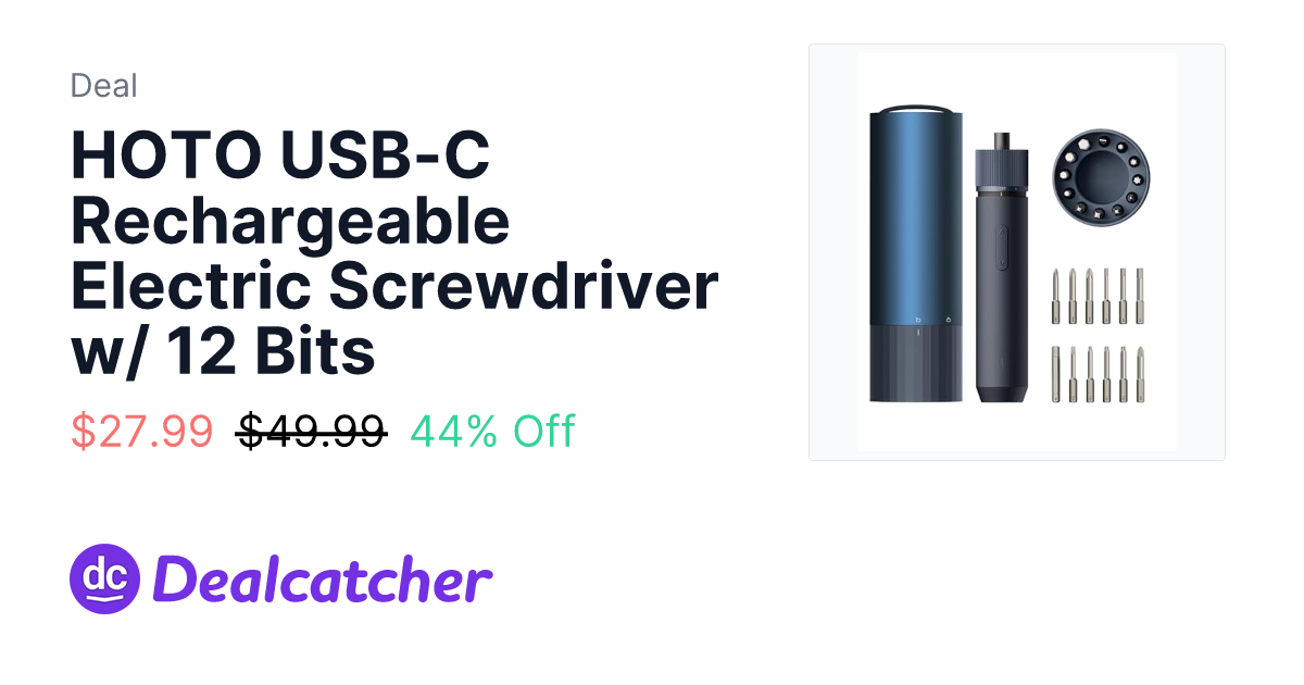 Amazon - HOTO USB-C Rechargeable Electric Screwdriver w/ 12 Bits $27.99