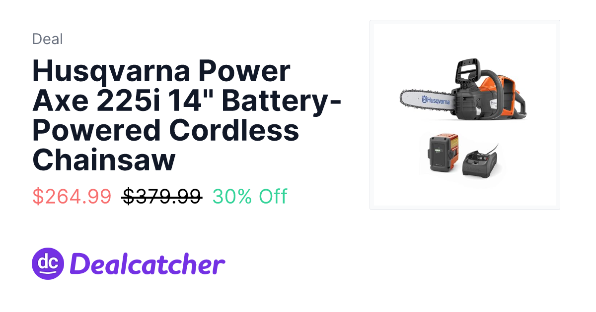 Amazon - Husqvarna Power Axe 225i 14" Battery-Powered Cordless Chainsaw $264.99