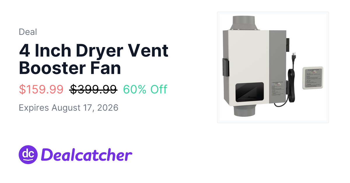 Amazon - 4 Inch Dryer Vent Booster Fan $159.99