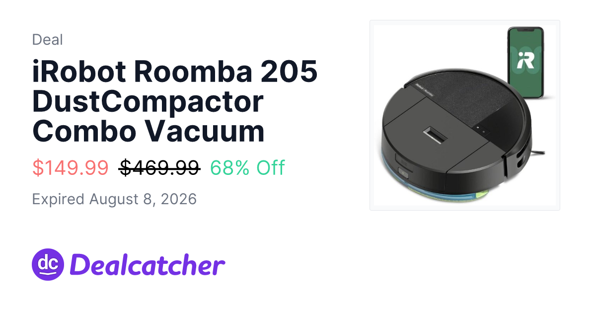 iRobot - iRobot Roomba 205 DustCompactor Combo Vacuum $149.99