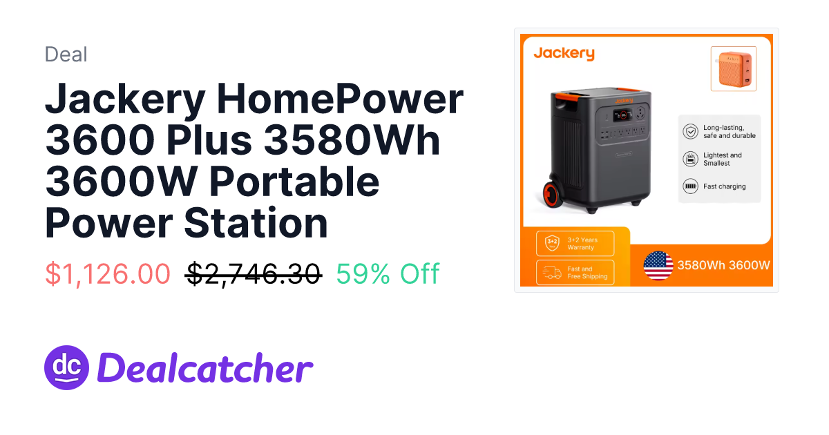 AliExpress - Jackery HomePower 3600 Plus 3580Wh 3600W Portable Power Station $1,126.00