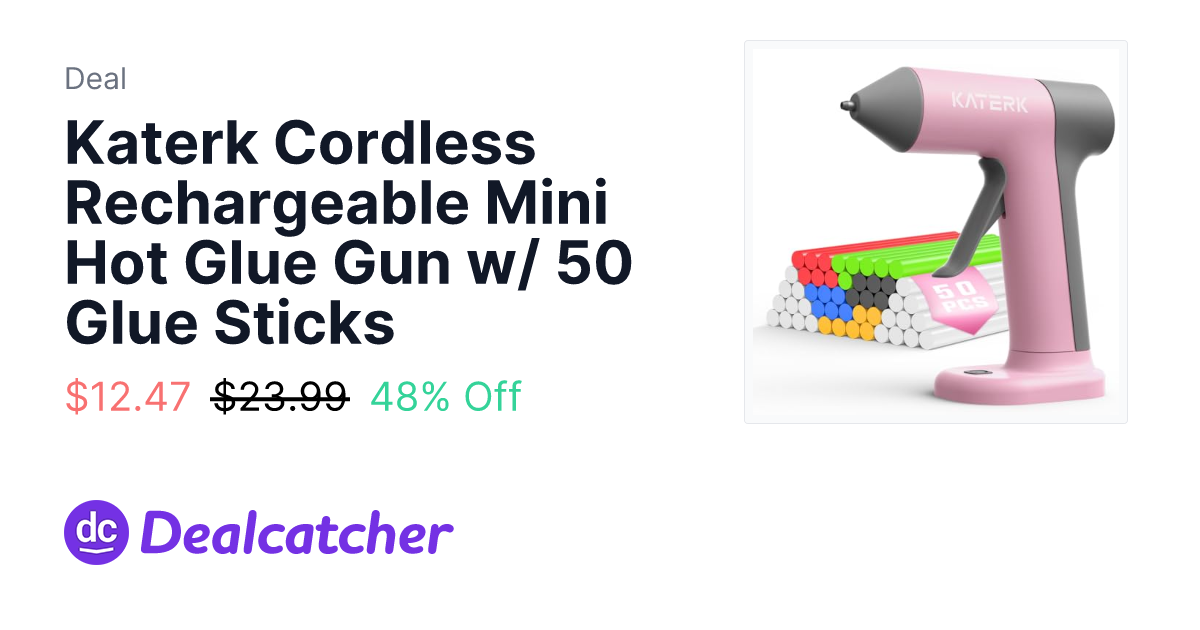 Amazon - Katerk Cordless Rechargeable Mini Hot Glue Gun w/ 50 Glue Sticks $12.47