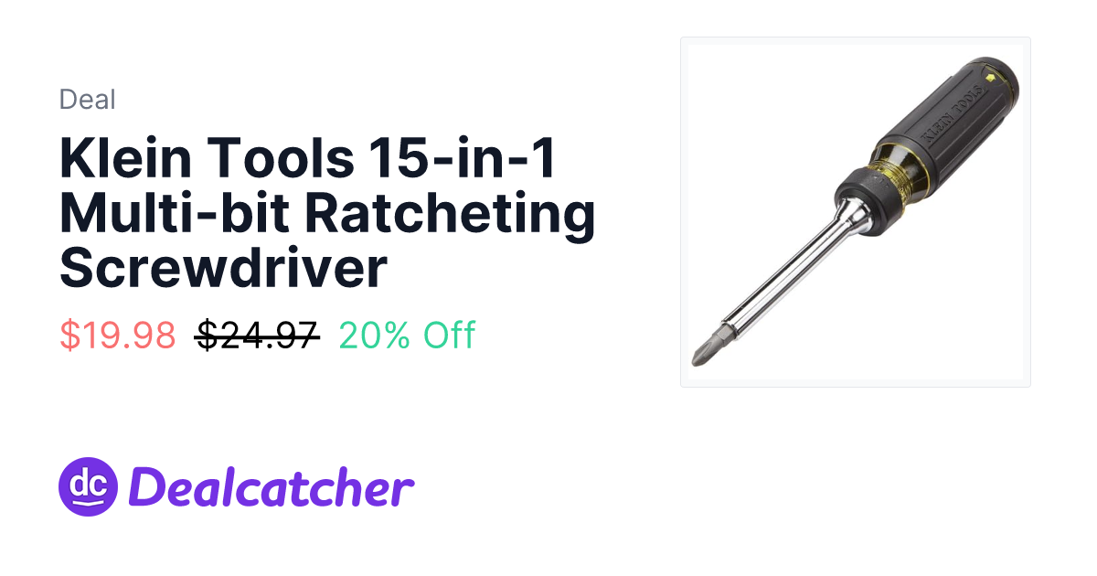 Amazon - Klein Tools 15-in-1 Multi-bit Ratcheting Screwdriver $19.98