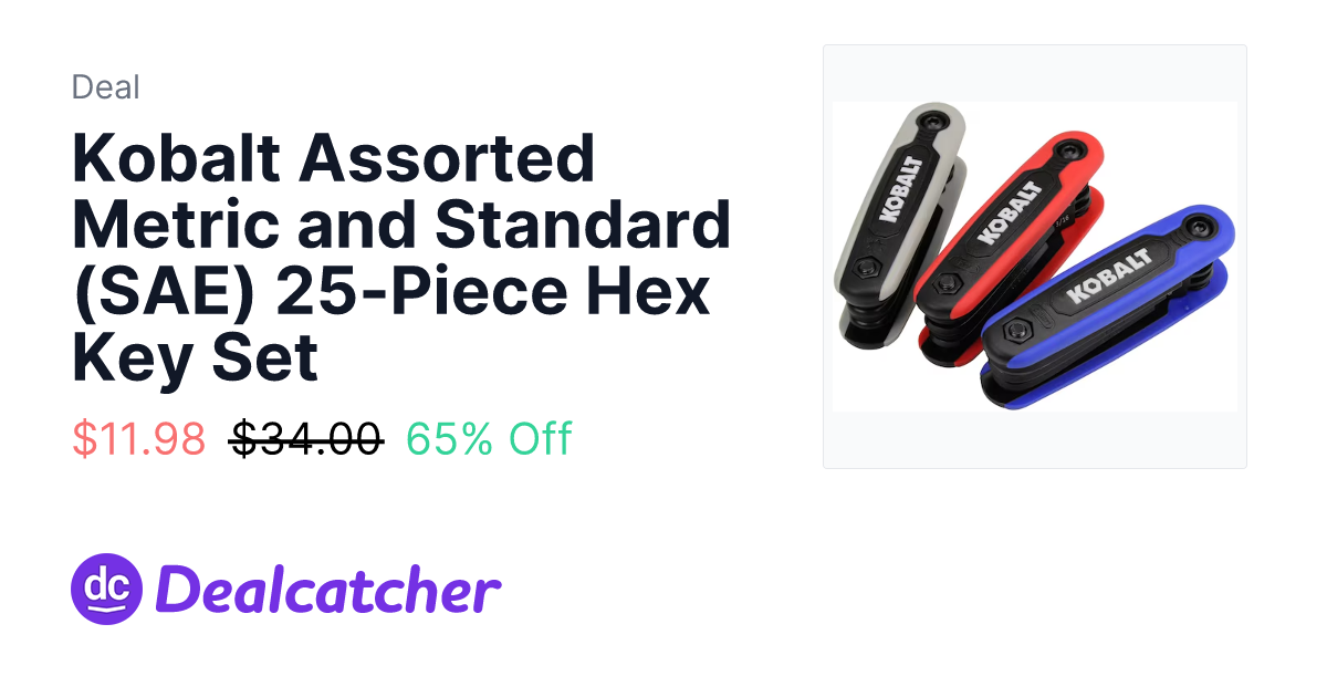 Lowes - Kobalt Assorted Metric and Standard (SAE) 25-Piece Hex Key Set $11.98