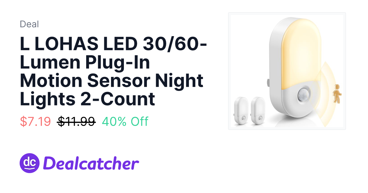 Amazon - L LOHAS LED 30/60-Lumen Plug-In Motion Sensor Night Lights 2-Count $7.19