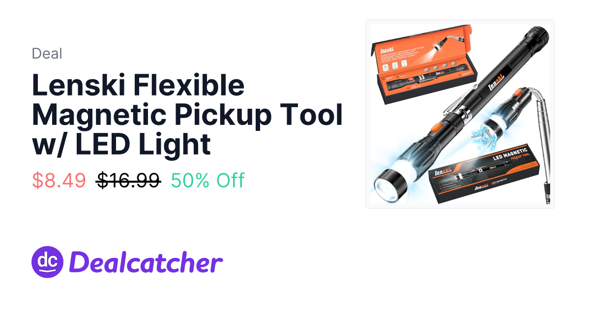 Amazon - Lenski Flexible Magnetic Pickup Tool w/ LED Light $8.49