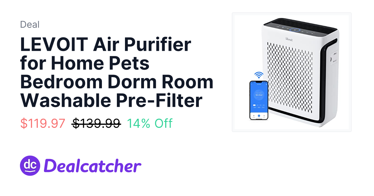 Amazon - LEVOIT Air Purifier for Home Pets Bedroom Dorm Room Washable Pre-Filter $119.97
