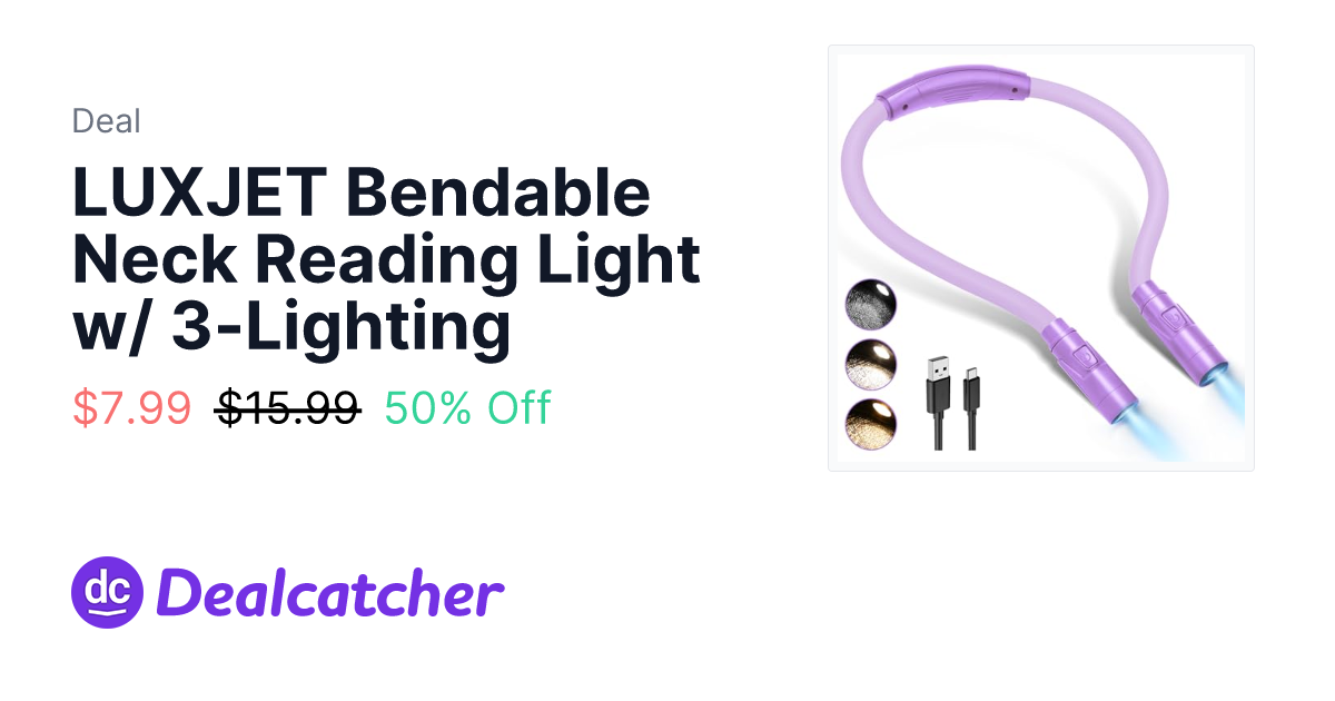 Amazon - LUXJET Bendable Neck Reading Light w/ 3-Lighting $7.99