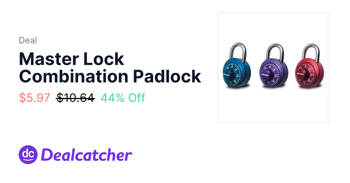 Amazon - Master Lock Combination Padlock $5.97