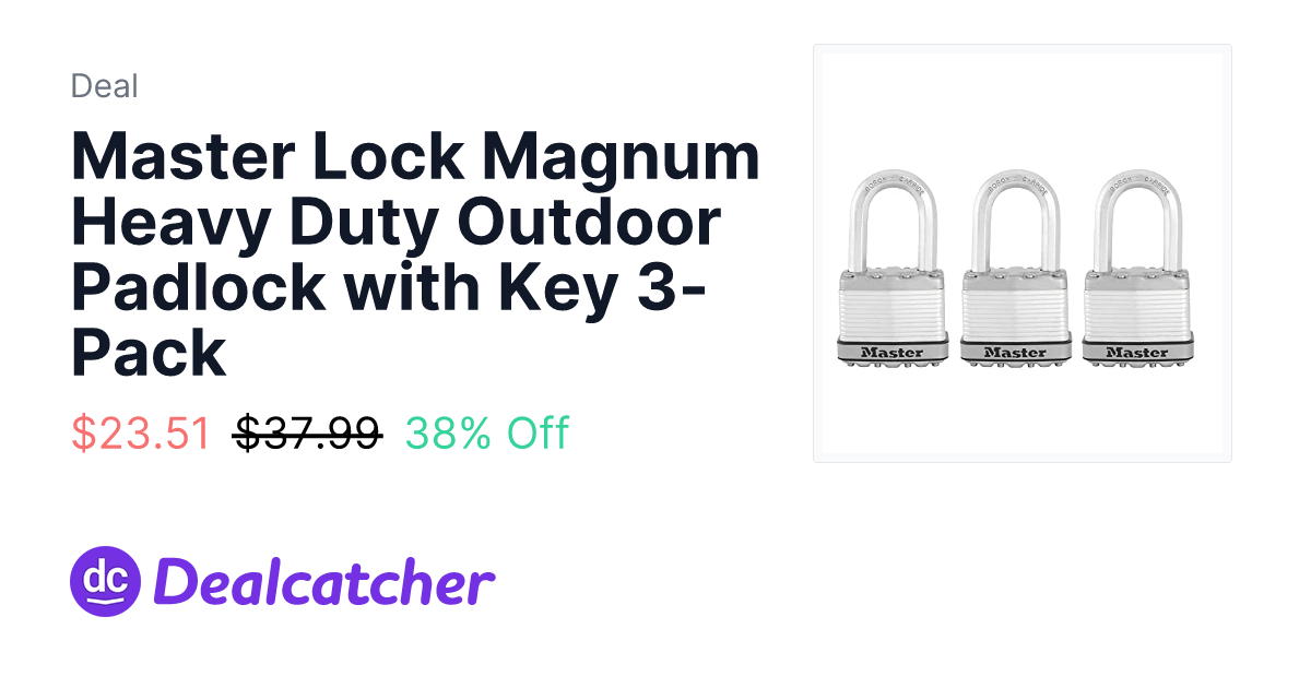 Amazon - Master Lock Magnum Heavy Duty Outdoor Padlock with Key 3-Pack $23.51