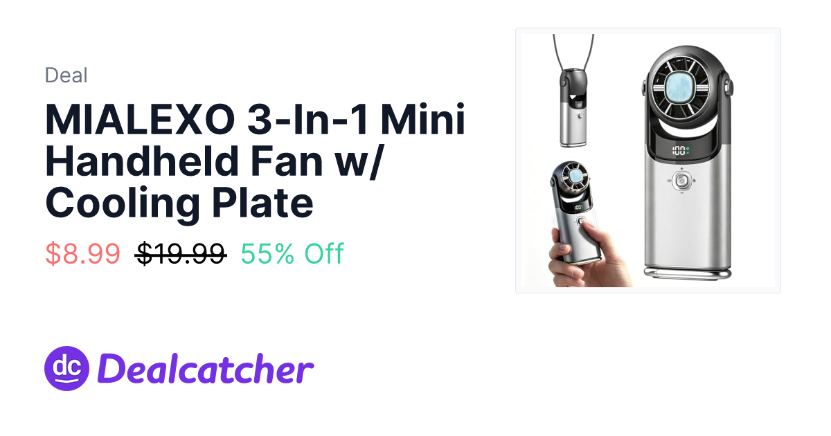 Amazon - MIALEXO 3-In-1 Mini Handheld Fan w/ Cooling Plate $8.99