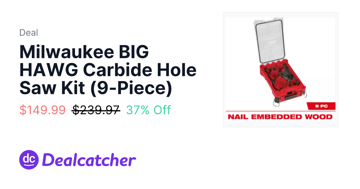 Home Depot - Milwaukee BIG HAWG Carbide Hole Saw Kit (9-Piece) $149.99