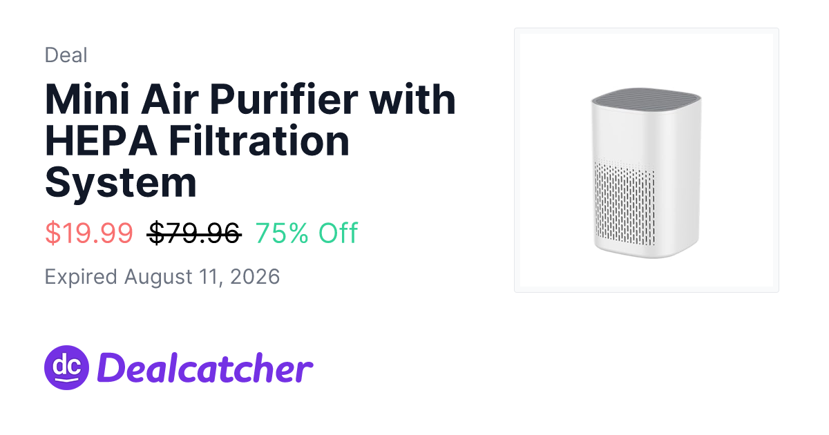 Amazon - Mini Air Purifier with HEPA Filtration System $19.99
