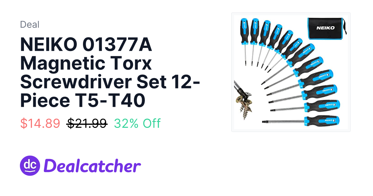 Amazon - NEIKO 01377A Magnetic Torx Screwdriver Set 12-Piece T5-T40 $14.89