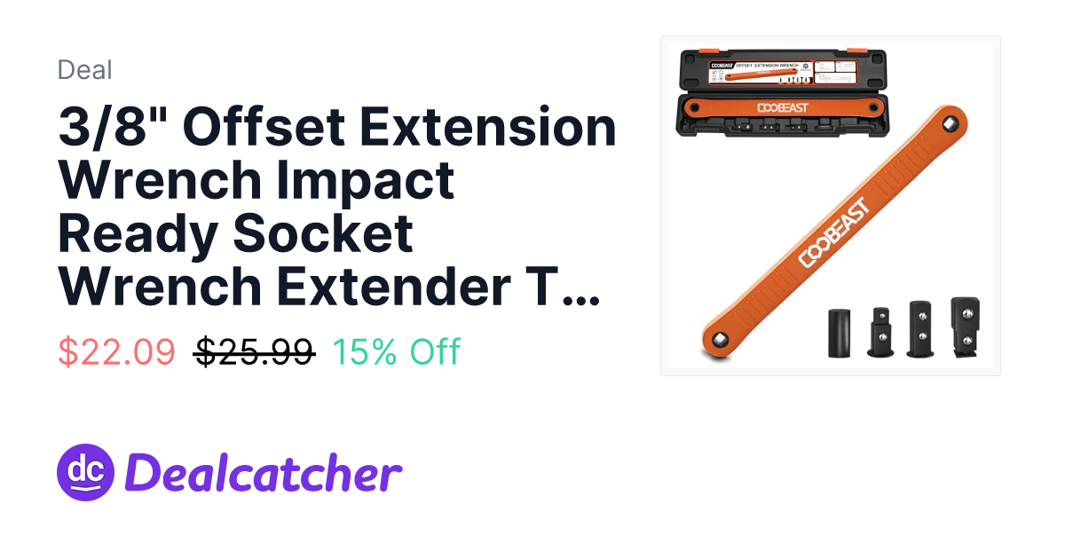 Amazon - 3/8" Offset Extension Wrench Impact Ready Socket Wrench Extender Tool $22.09