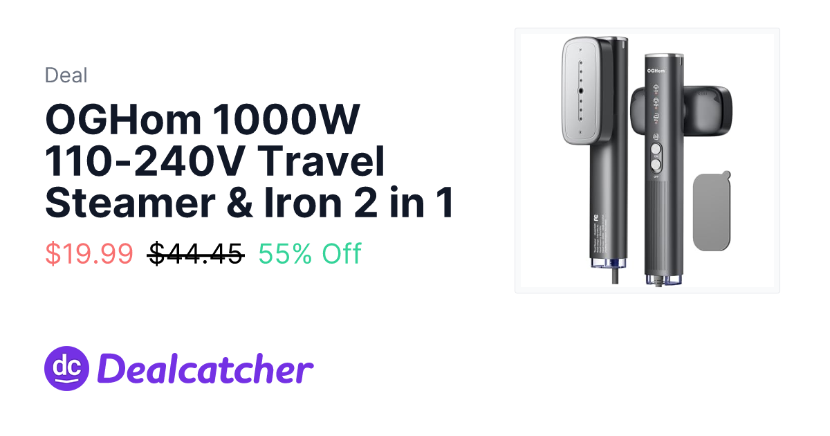 Amazon - OGHom 1000W 110-240V Travel Steamer & Iron 2 in 1 $19.99