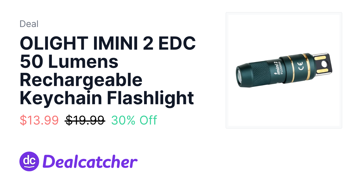 Amazon - OLIGHT IMINI 2 EDC 50 Lumens Rechargeable Keychain Flashlight $13.99