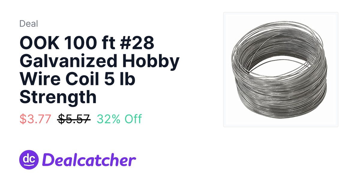Amazon - OOK 100 ft #28 Galvanized Hobby Wire Coil 5 lb Strength $3.77