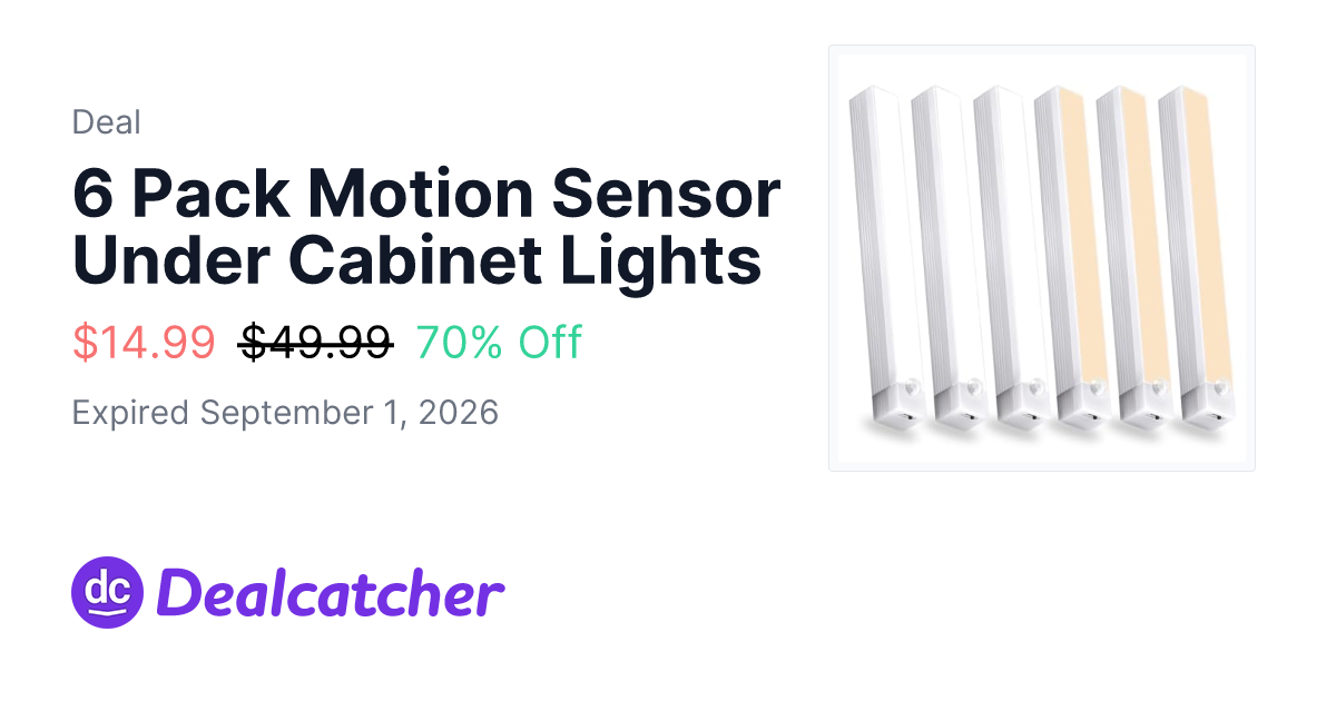 Amazon - 6 Pack Motion Sensor Under Cabinet Lights $14.99