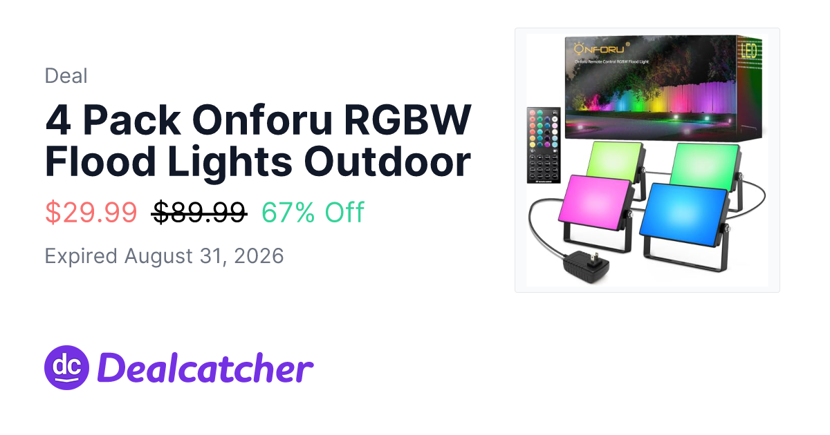 Amazon - 4 Pack Onforu RGBW Flood Lights Outdoor $29.99