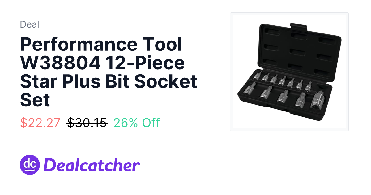 Amazon - Performance Tool W38804 12-Piece Star Plus Bit Socket Set $23.58