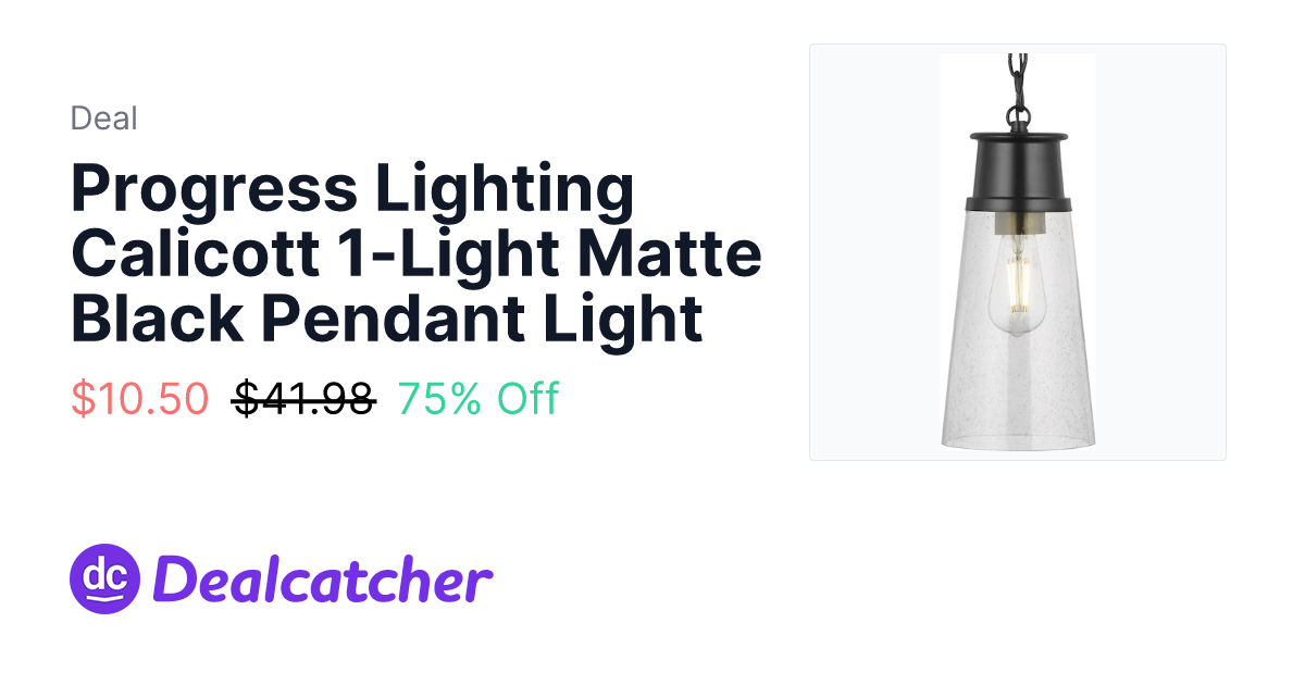 Lowes - Progress Lighting Calicott 1-Light Matte Black Pendant Light $10.50