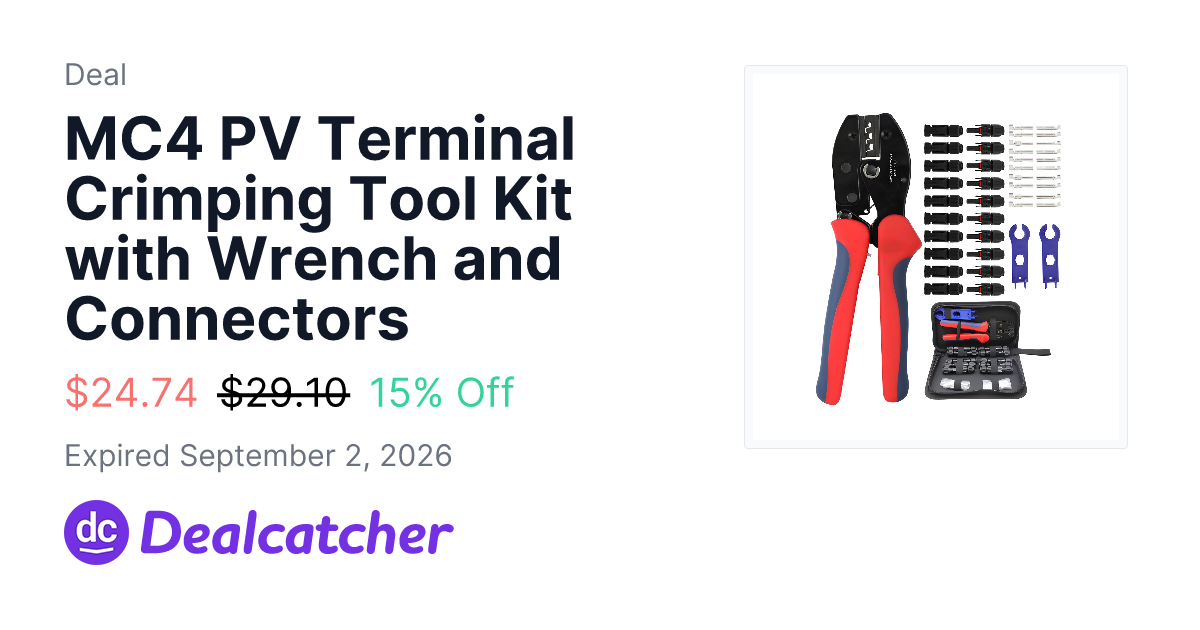 Harfington - MC4 PV Terminal Crimping Tool Kit with Wrench and Connectors $24.74