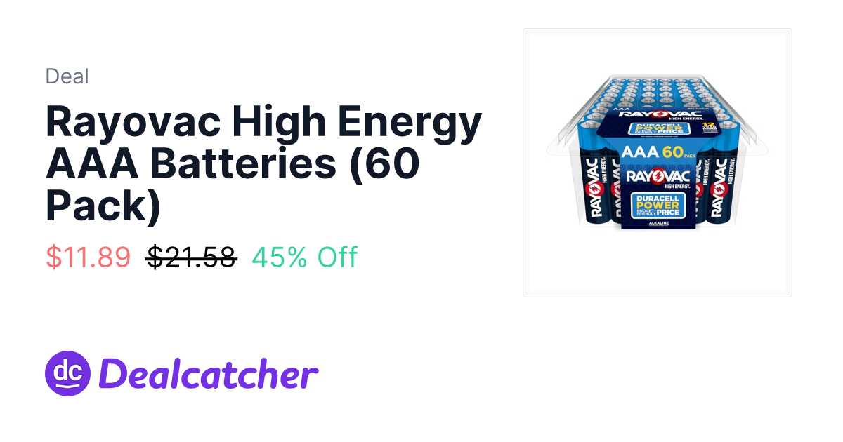 Amazon - Rayovac High Energy AAA Batteries (60 Pack) $11.89