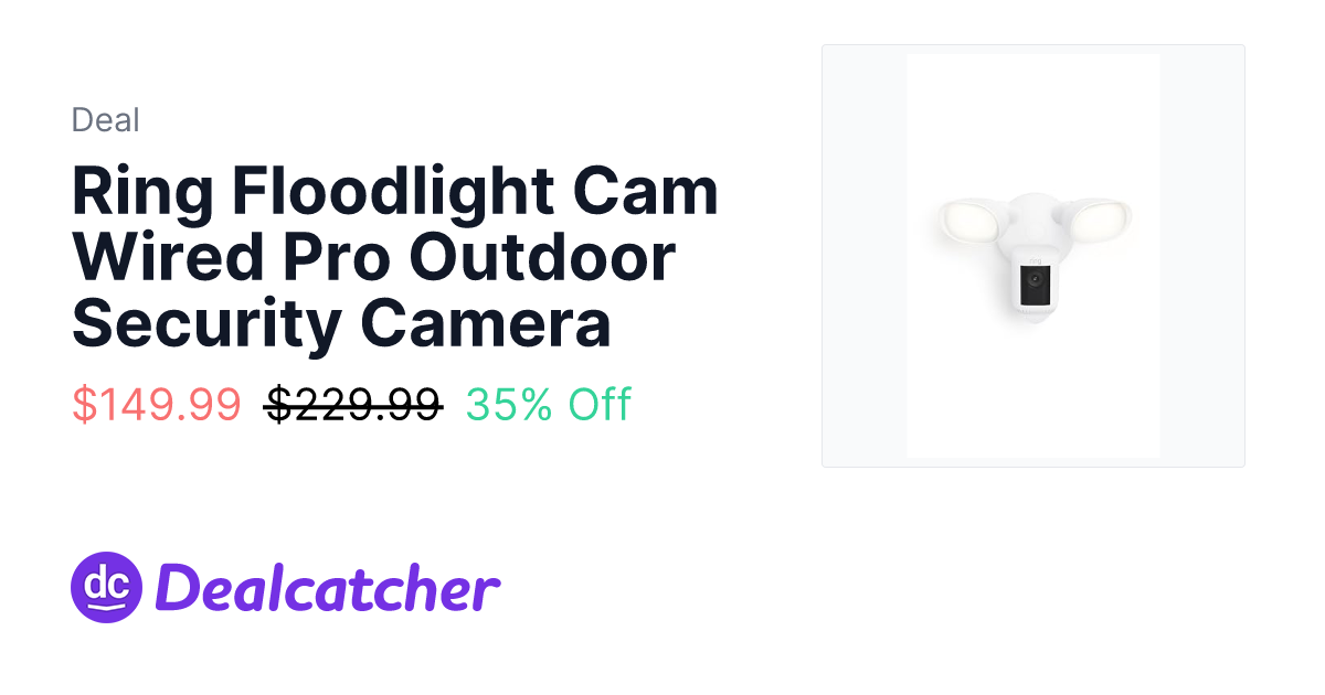 Amazon - Ring Floodlight Cam Wired Pro Outdoor Security Camera $149.99