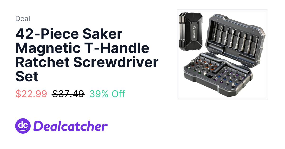 Amazon - 42-Piece Saker Magnetic T-Handle Ratchet Screwdriver Set $22.49