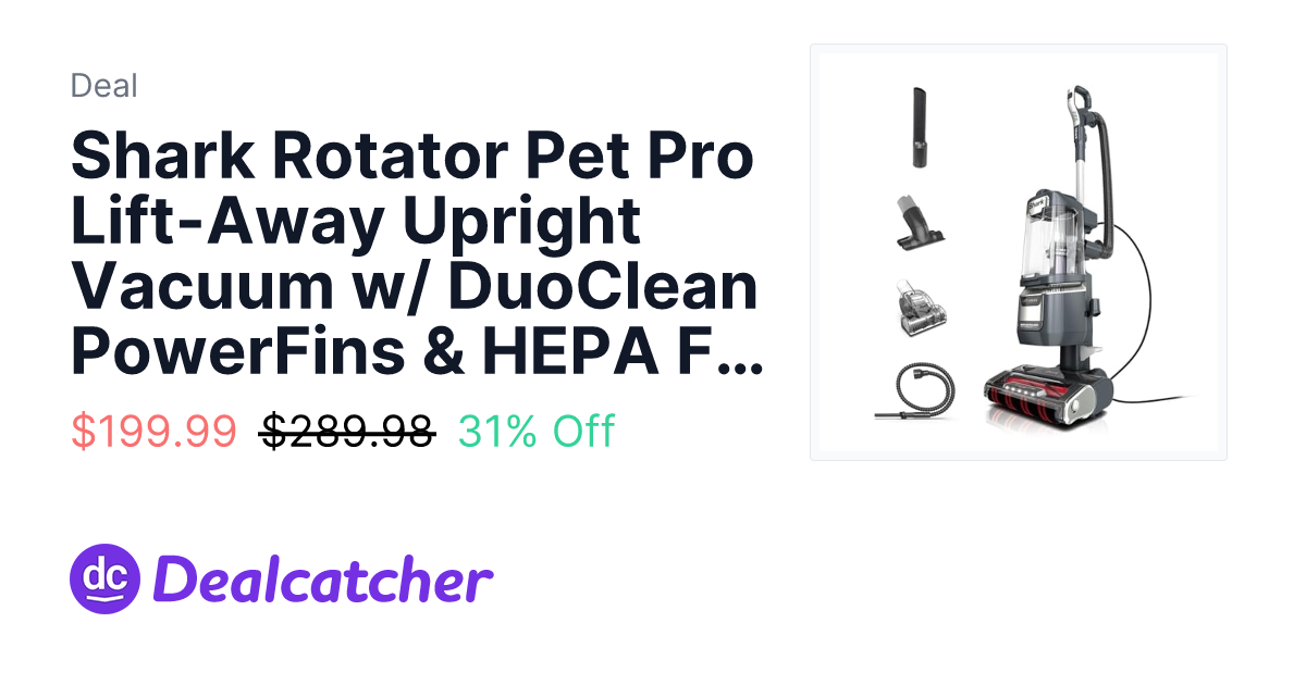 Amazon - Shark Rotator Pet Pro Lift-Away Upright Vacuum w/ DuoClean PowerFins & HEPA Filter (LA555, Dark Grey) $199.99