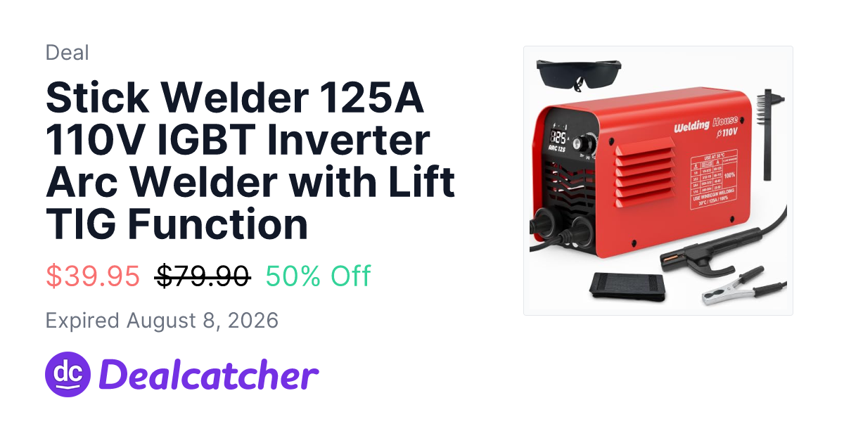 Amazon - Stick Welder 125A 110V IGBT Inverter Arc Welder with Lift TIG Function $39.95