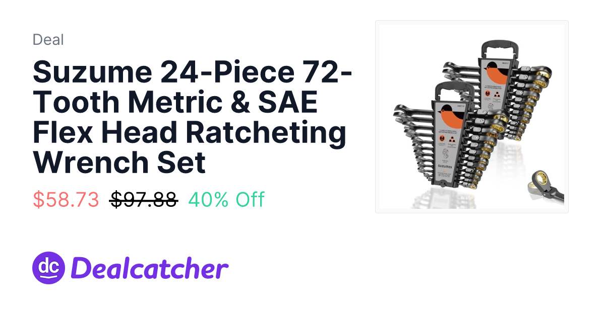 Amazon - Suzume 24-Piece 72-Tooth Metric & SAE Flex Head Ratcheting Wrench Set $58.73