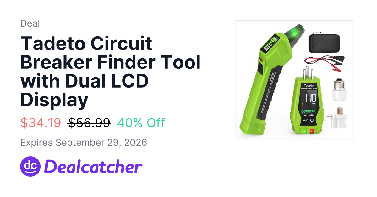 Amazon - Tadeto Circuit Breaker Finder Tool with Dual LCD Display $34.19