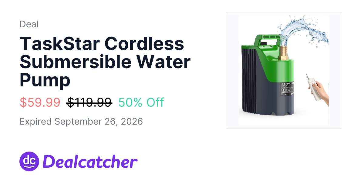 Amazon - TaskStar Cordless Submersible Water Pump $59.99
