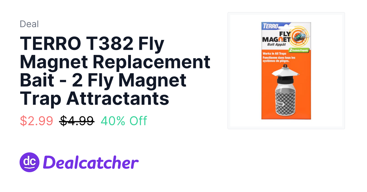 Amazon - TERRO T382 Fly Magnet Replacement Bait - 2 Fly Magnet Trap Attractants $2.99