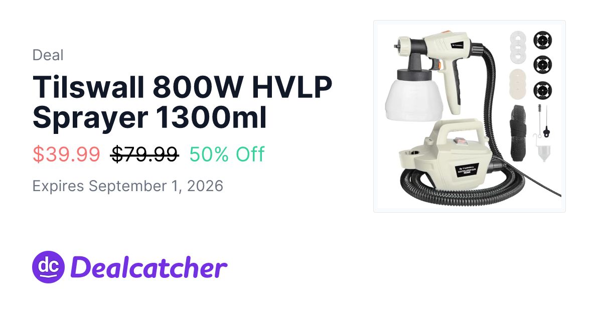 Amazon - Tilswall 800W HVLP Sprayer 1300ml $39.99