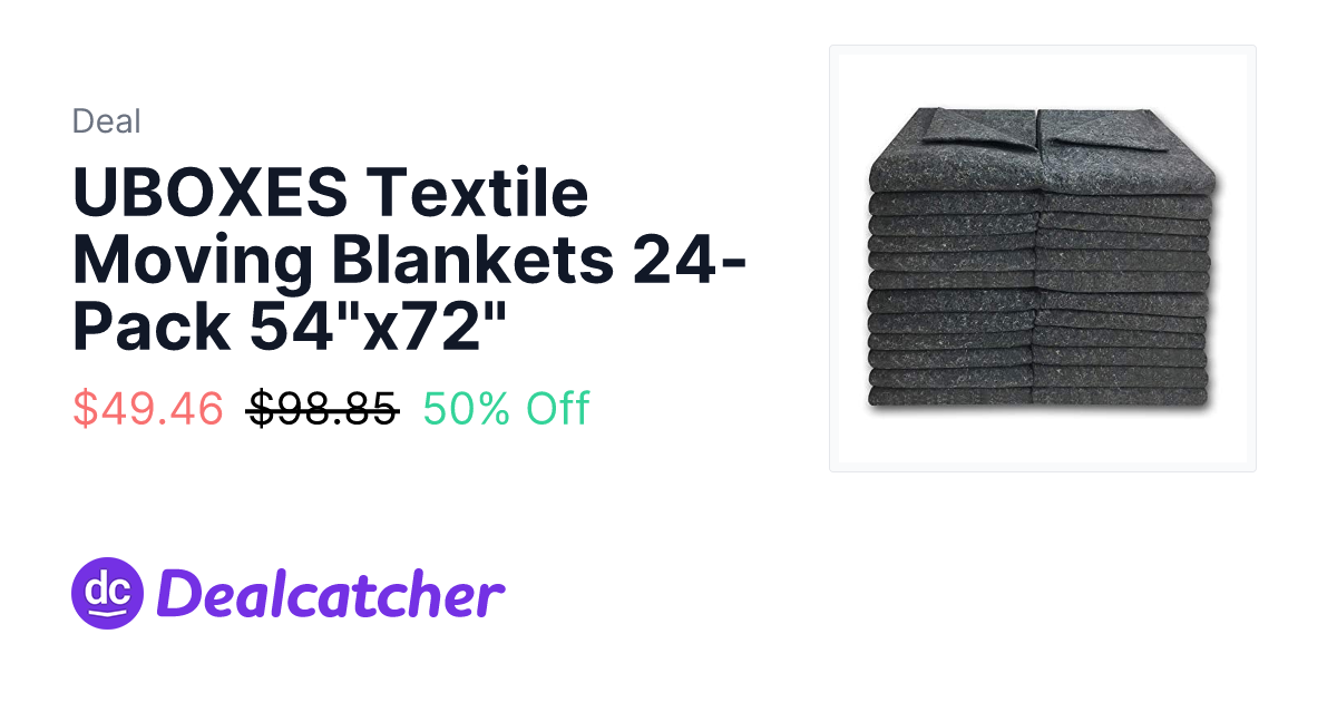 Amazon - UBOXES Textile Moving Blankets 24-Pack 54"x72" $49.46