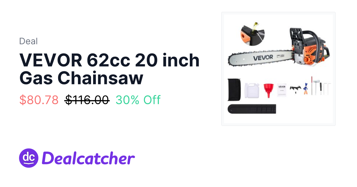 Vevor - VEVOR 62cc 20 inch Gas Chainsaw $80.78