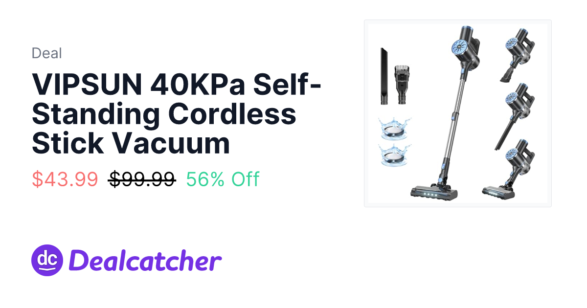 Amazon - VIPSUN 40KPa Self-Standing Cordless Stick Vacuum $43.99