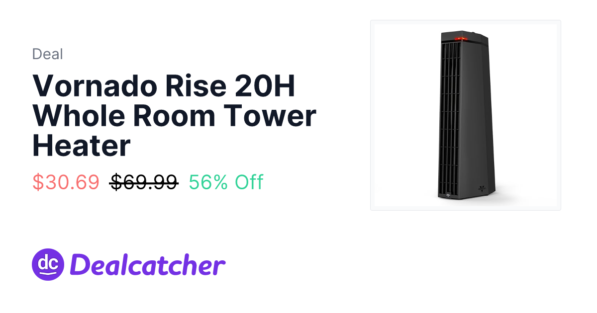 Amazon - Vornado Rise 20H Whole Room Tower Heater $30.69
