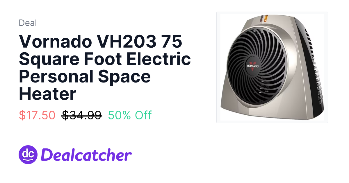 Walmart - Vornado VH203 75 Square Foot Electric Personal Space Heater $17.50