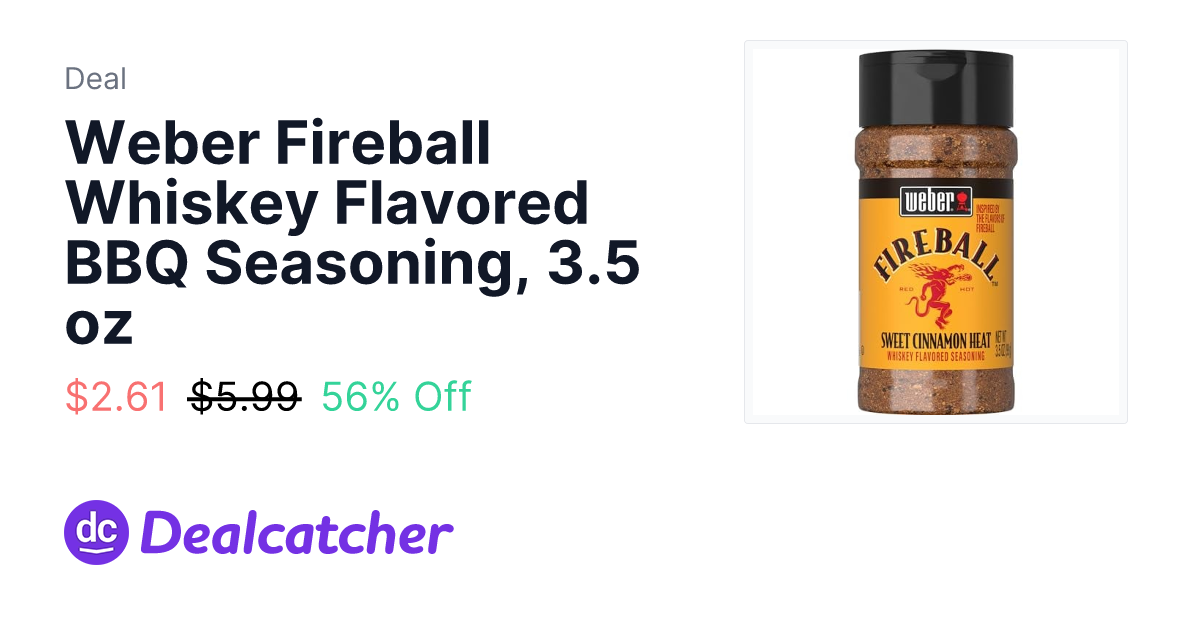Amazon - Weber Fireball Whiskey Flavored BBQ Seasoning, 3.5 oz $2.61