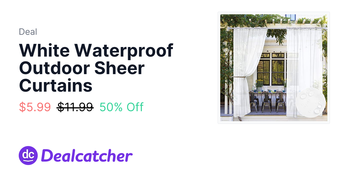 Amazon - White Waterproof Outdoor Sheer Curtains $5.99